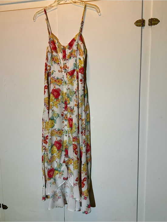 Coco +Jameson Dresses & Skirts - White Floral Spaghetti-Strap Maxi Dress with Red & Yellow Blooms